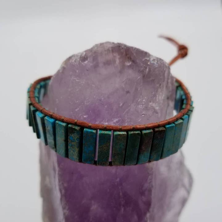 magnolia jewelry – wholesale Vävt/flätat armband – Turkos stenpärlor Vävt omlottarmband0