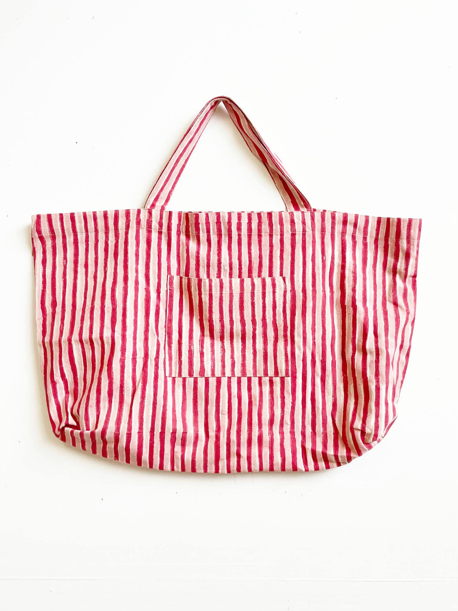 Happy French Gang - Wholesale Tote Bag - Women's - Weekend Tote Bag - Madder & Pink Stripes0