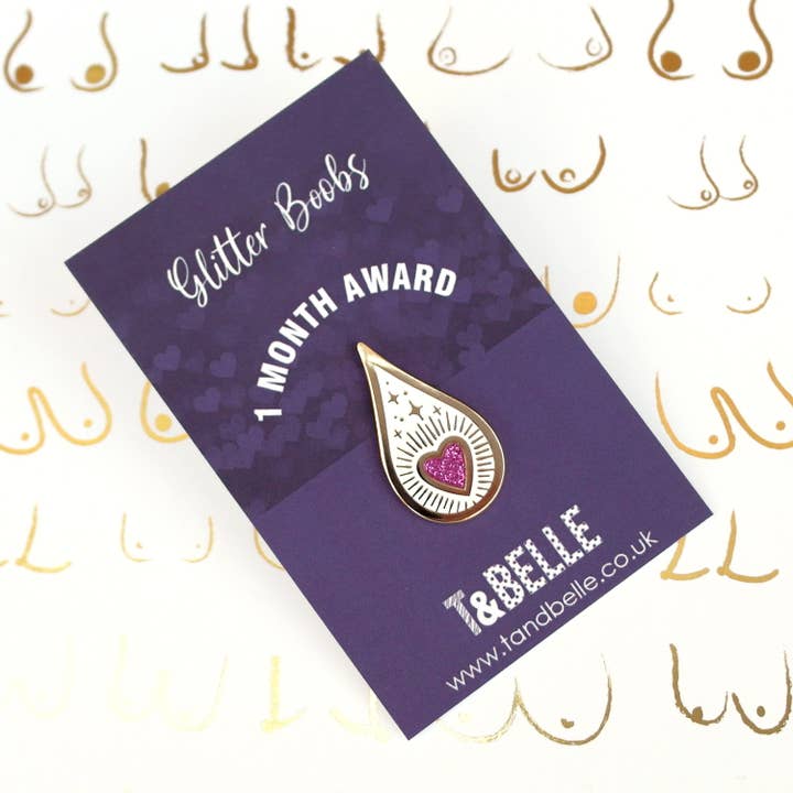 Drops of Magic - Glitter 1 Month Breastfeeding Milestone Pin for wholesale by T & Belle