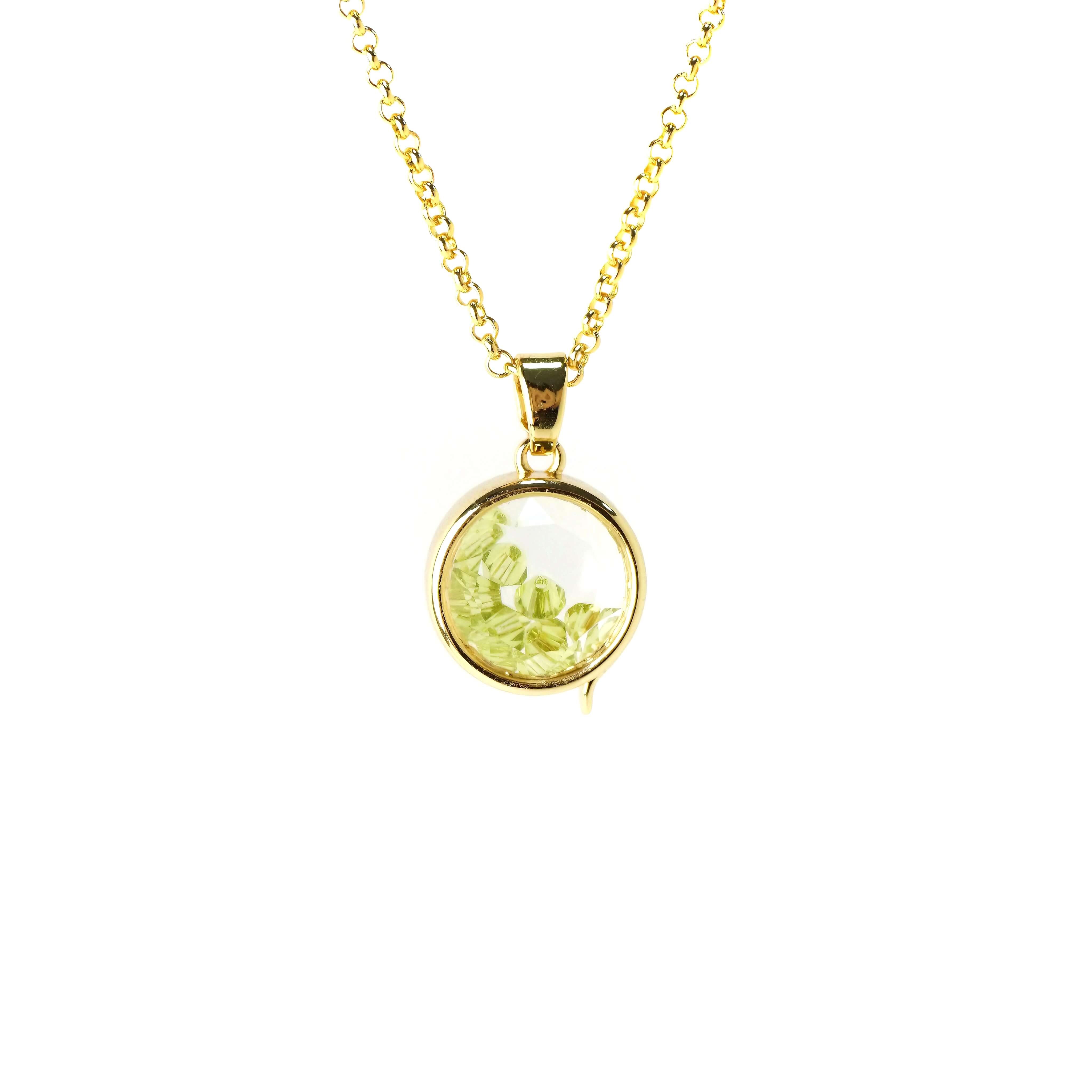 Verdivine – wholesale Locket necklace – Personalized Crystal Bead Mini Round Locket Necklace1