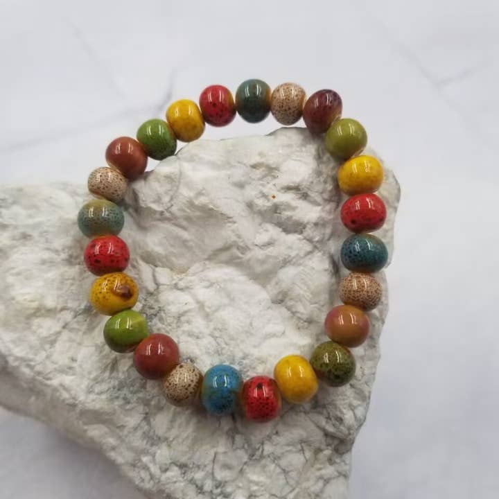 The Pretty Jewellery - Wholesale Beaded Bracelet - Summer Ceramic Beaded Stretch Bracelet - Handmade