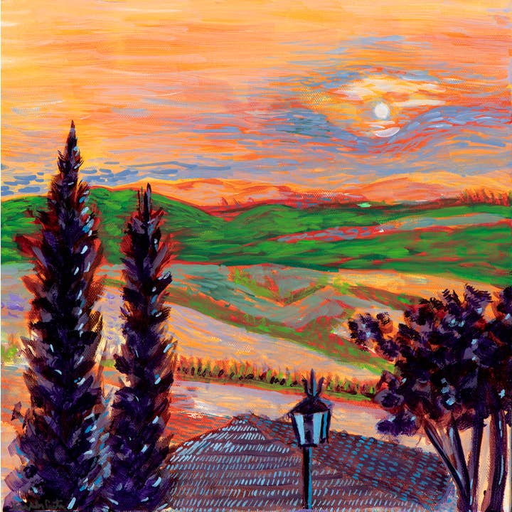 Stampa incorniciata «Montepulciano e le colline della Toscana» per la vendita all'ingrosso da parte di Kimberly Costa-Stearns Artwork