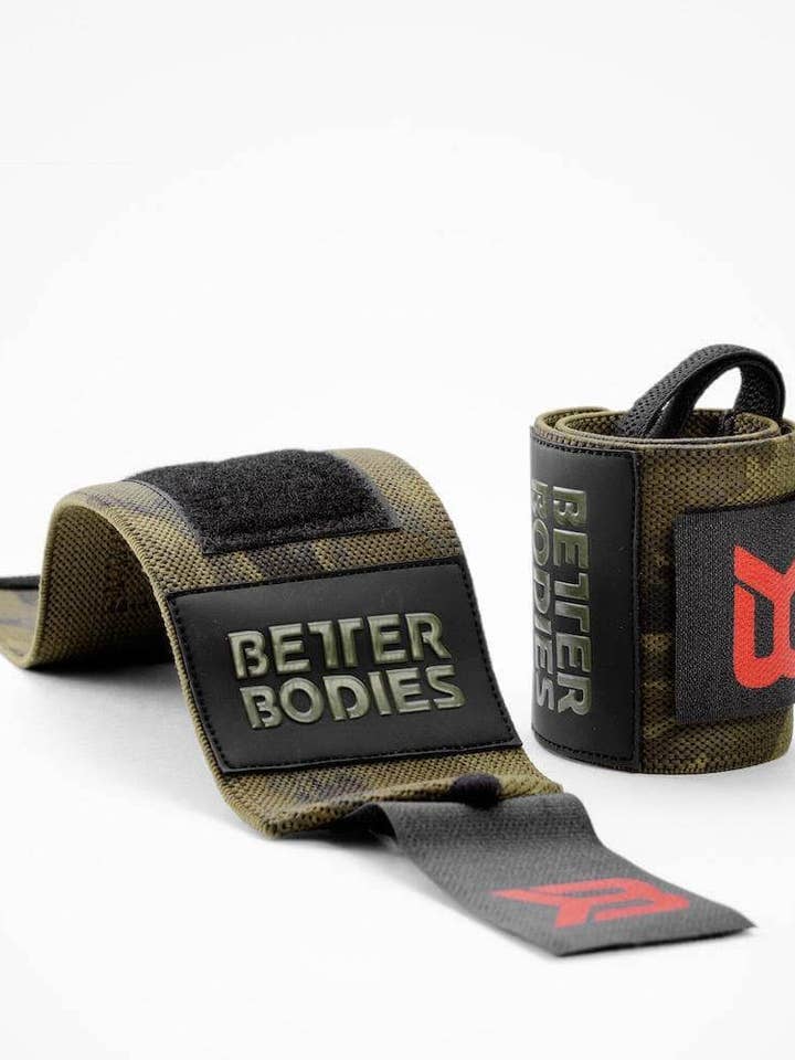 Better Bodies Camo Wrist Wraps, Dark Green for wholesale by fast protein