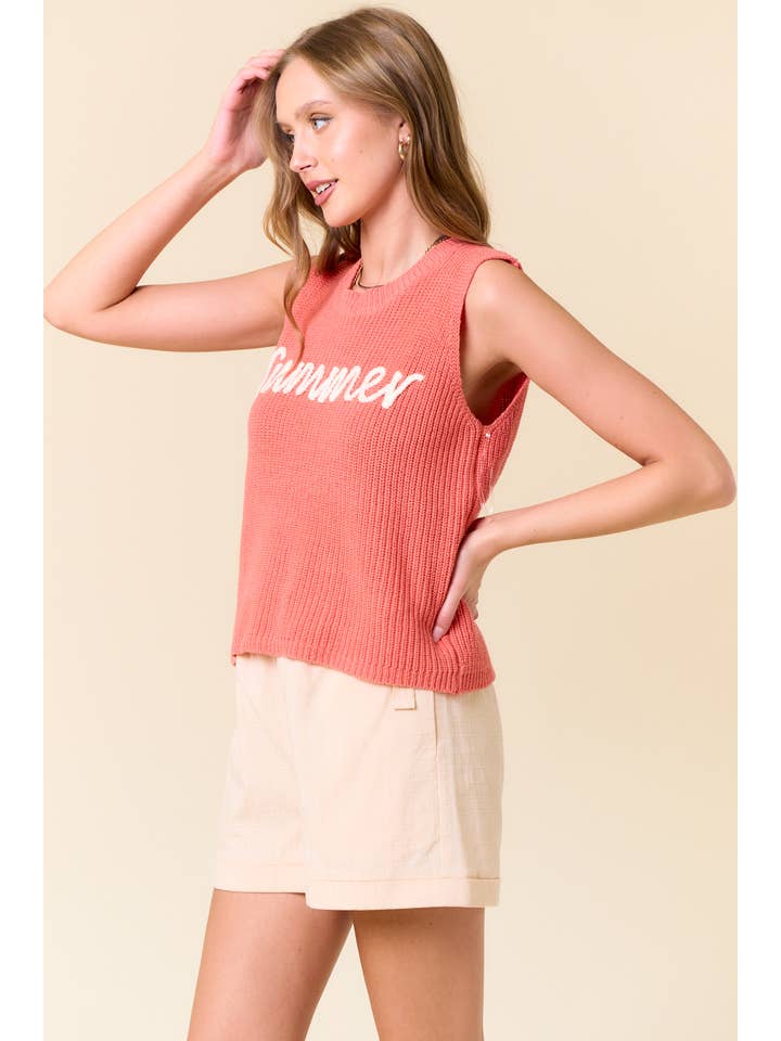 Doe and Rae - Wholesale Knit Sweater - Women's - ROUND NECK SUMMER SWEATER TANK TOP - 44943T-1
