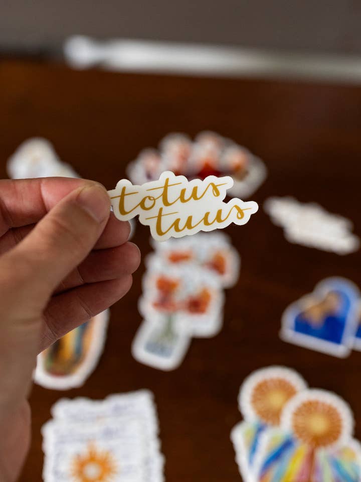 Totus Tuus Stickers for wholesale by Elisa M Torres - Artist & Designer