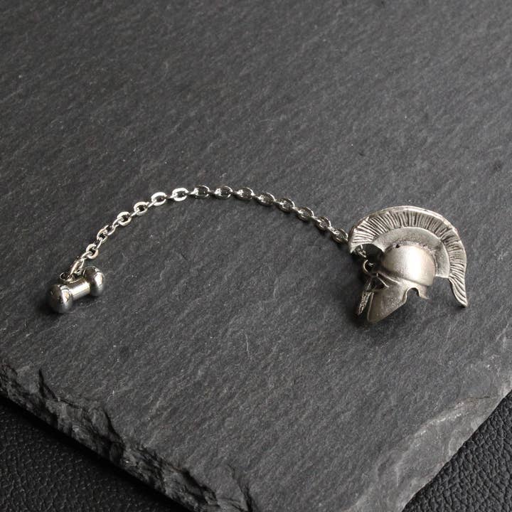 Spartan Helmet Tie Tack with chain, Tie Clip, Tie Bar for wholesale by COOLMENCLUB