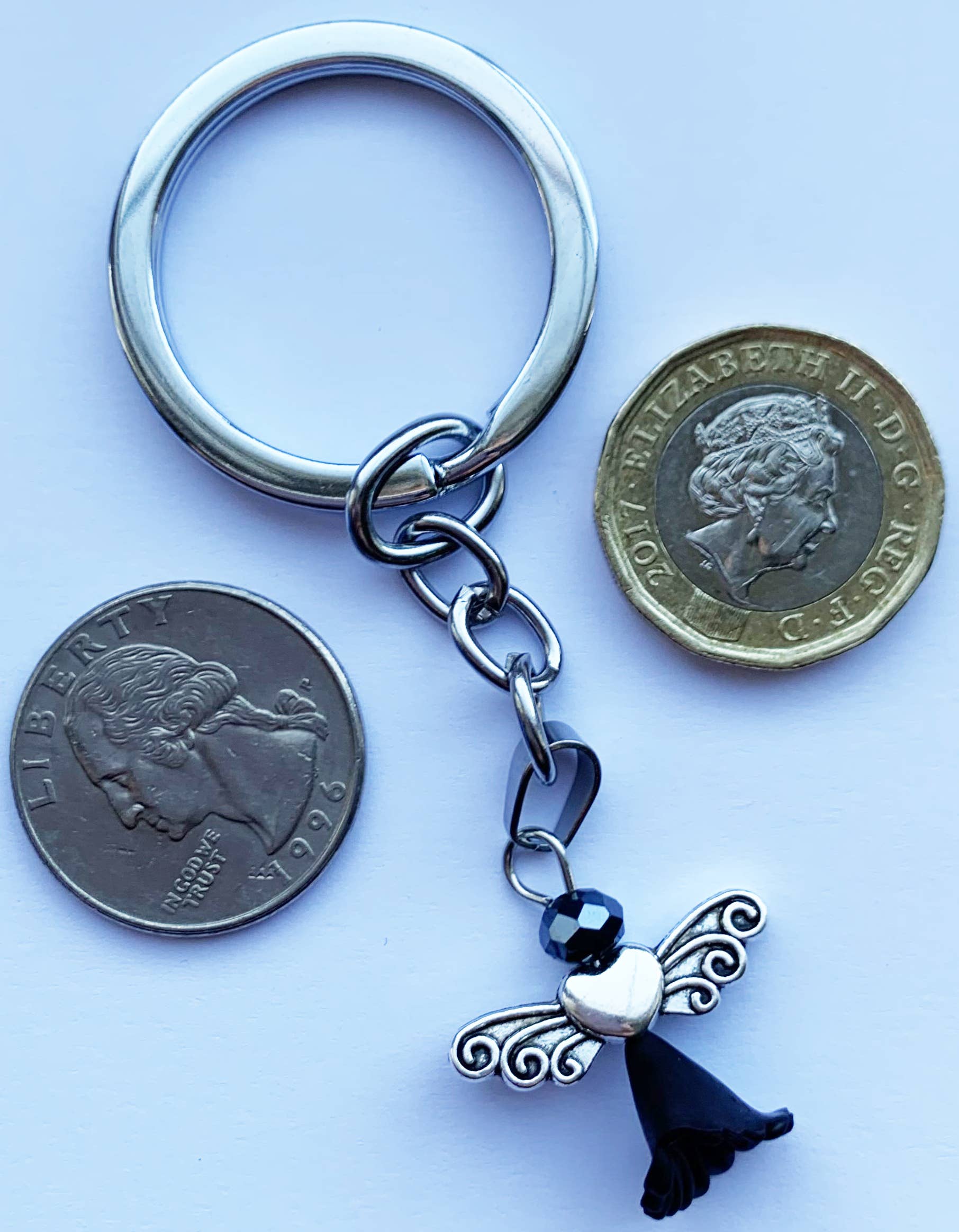 Faithstrings – wholesale Keychain – Unisex – Angel Black Keyring Keychain Christian Gift1