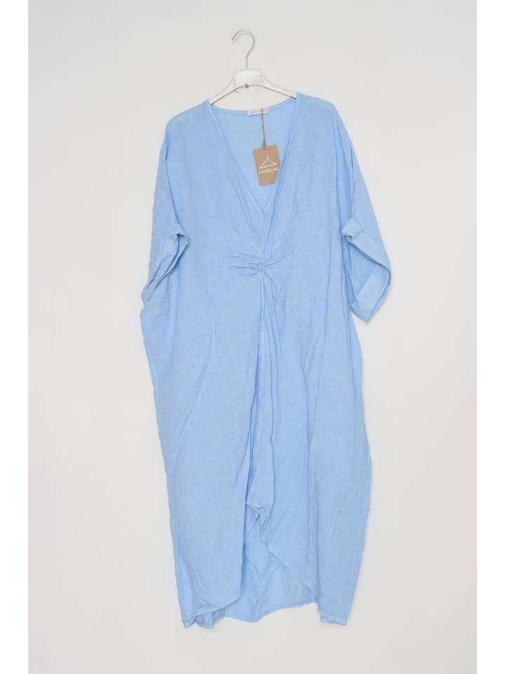 LÉA & LUC - Wholesale Dress - Women's - Long dress with V-neck 100% linen REF. 7185528