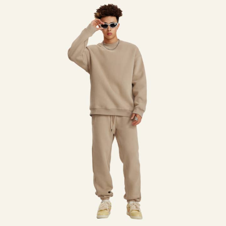Men's Streetwear Set:Pullover Hoodie & Cuffed Sweatpants for wholesale by particleactive