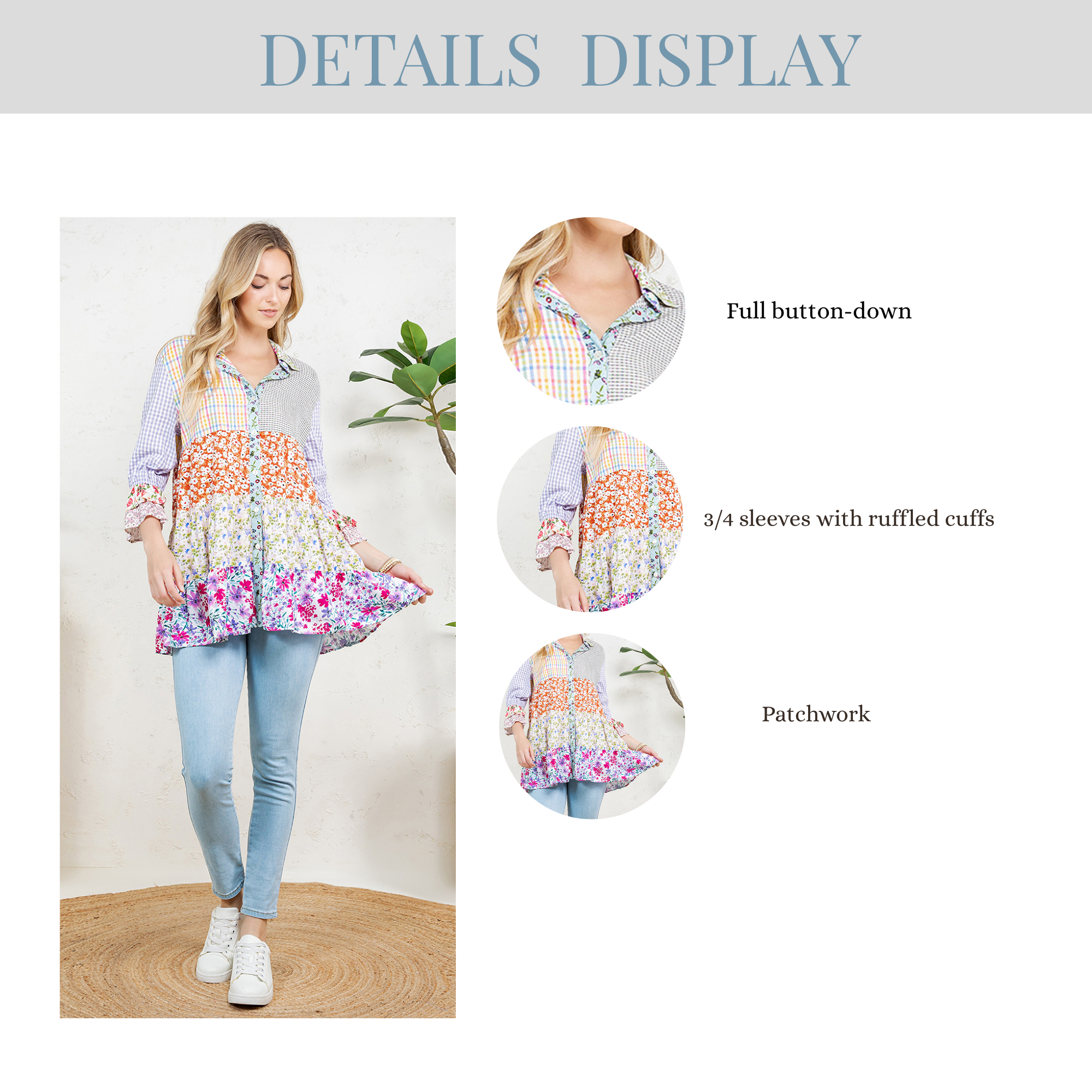 IVORY Women’s Mexican Embroidery Blouse Gathered Waist Shirt for wholesale on Faire6