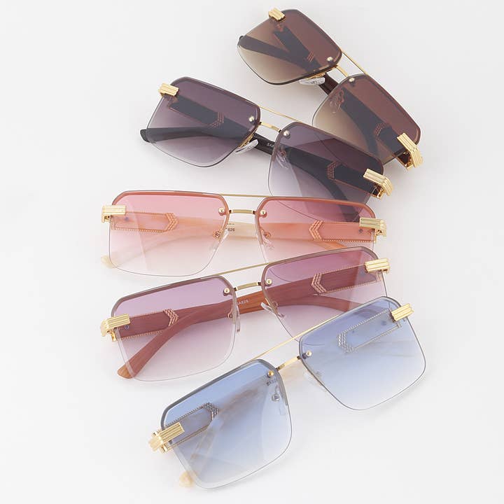 Bright Straight Rimless Sunglasses for wholesale by 3AM BY H&D ACCESSORIES