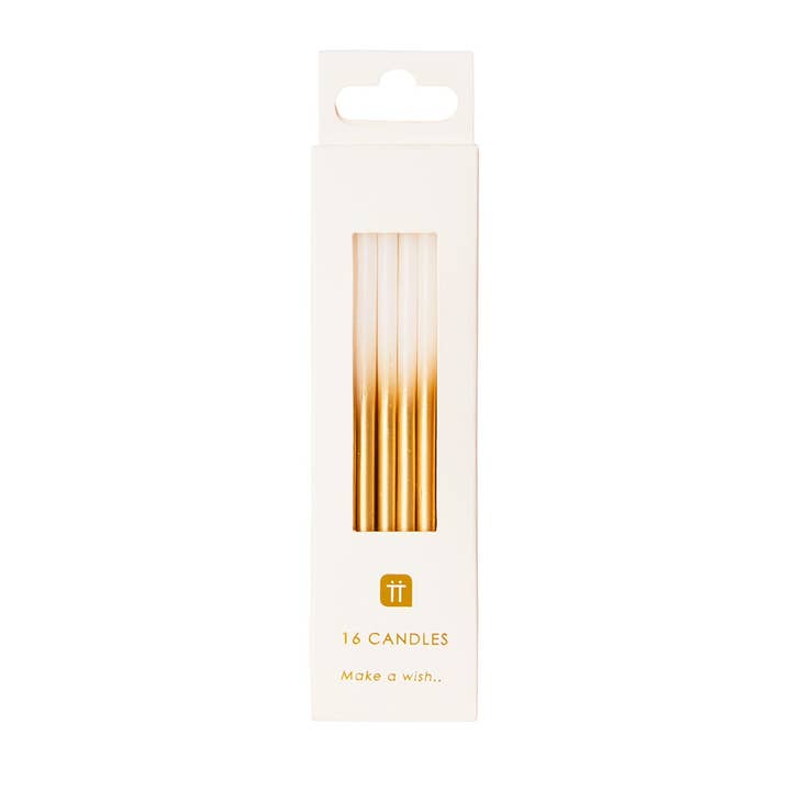 Talking Tables EU - Wholesale Cake Candle - White and Gold Candles - 16 Pack6