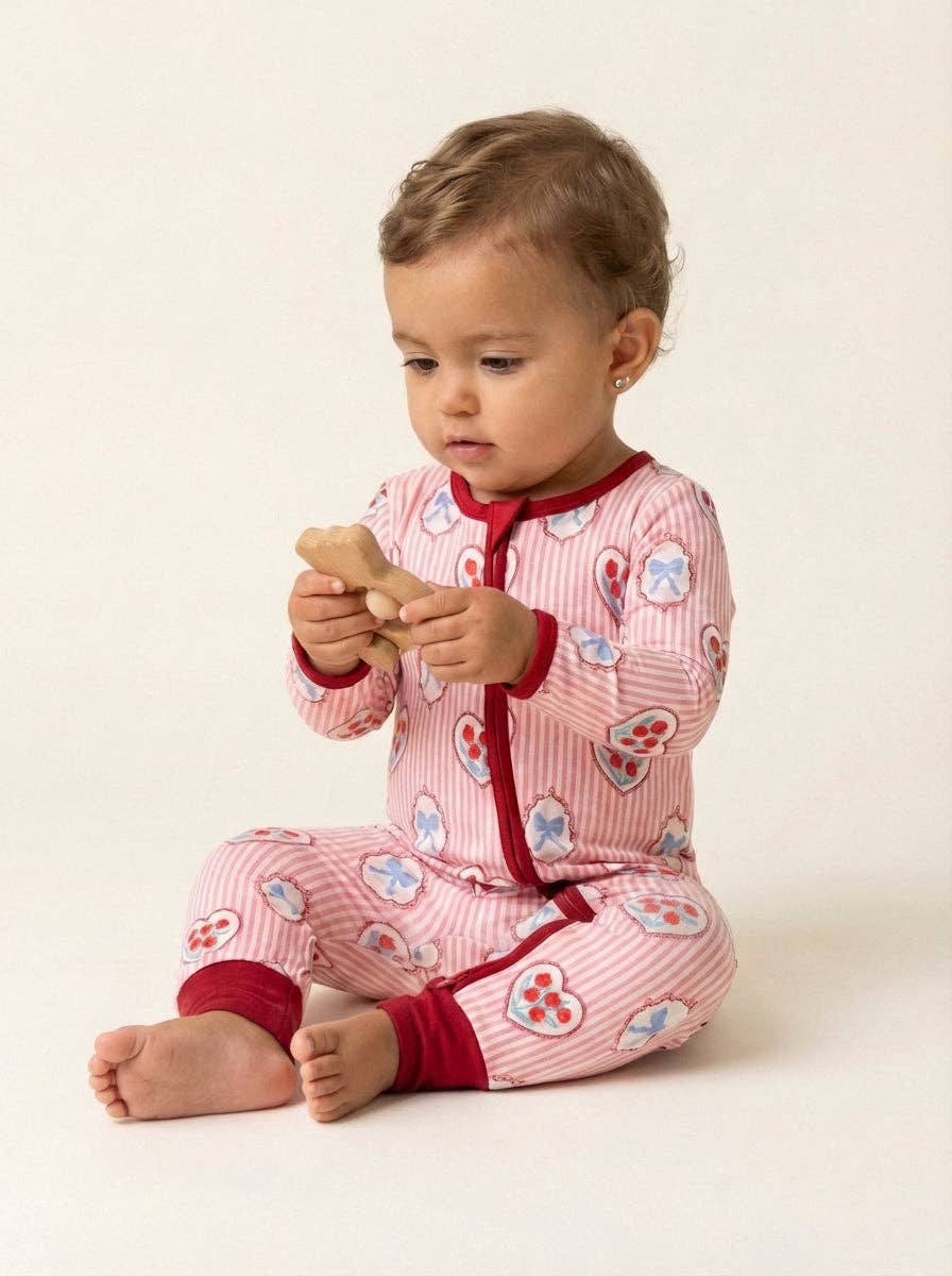 Annie Bean & Co - Wholesale Sleepsuit - Baby - Rose & Bow | Bamboo Zip Romper