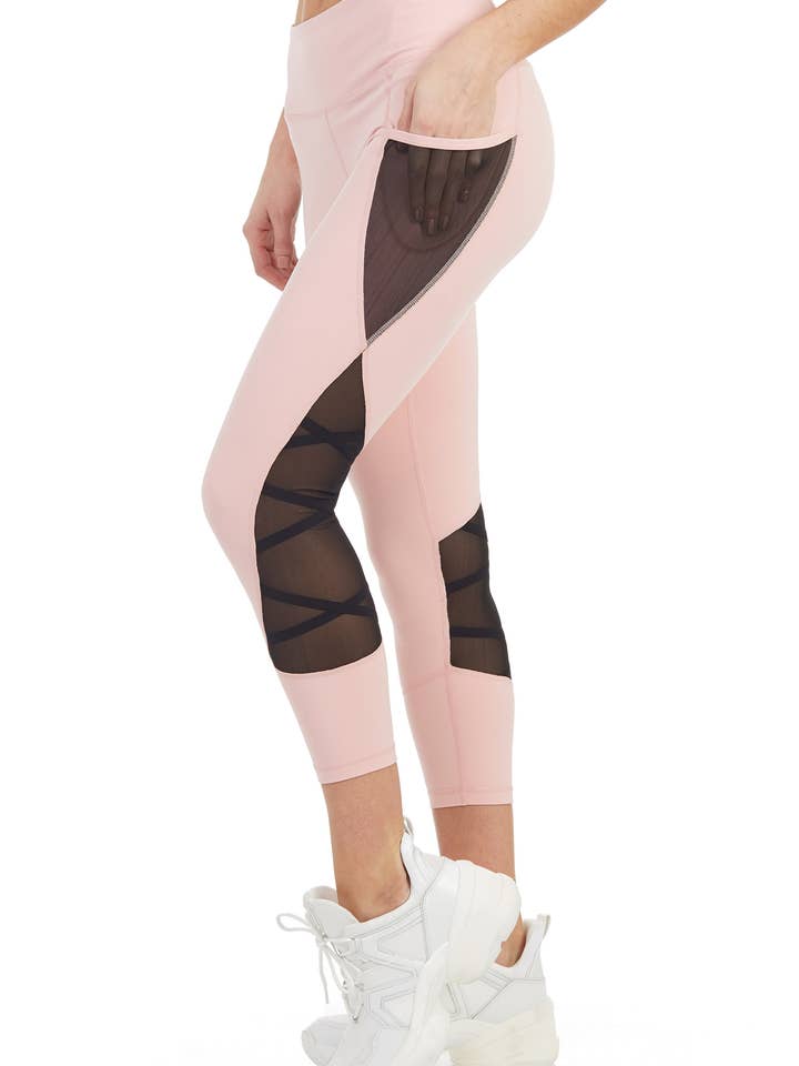 APEX CAPRI LEGGINGS IN POWDER PINK for wholesale by X Vision