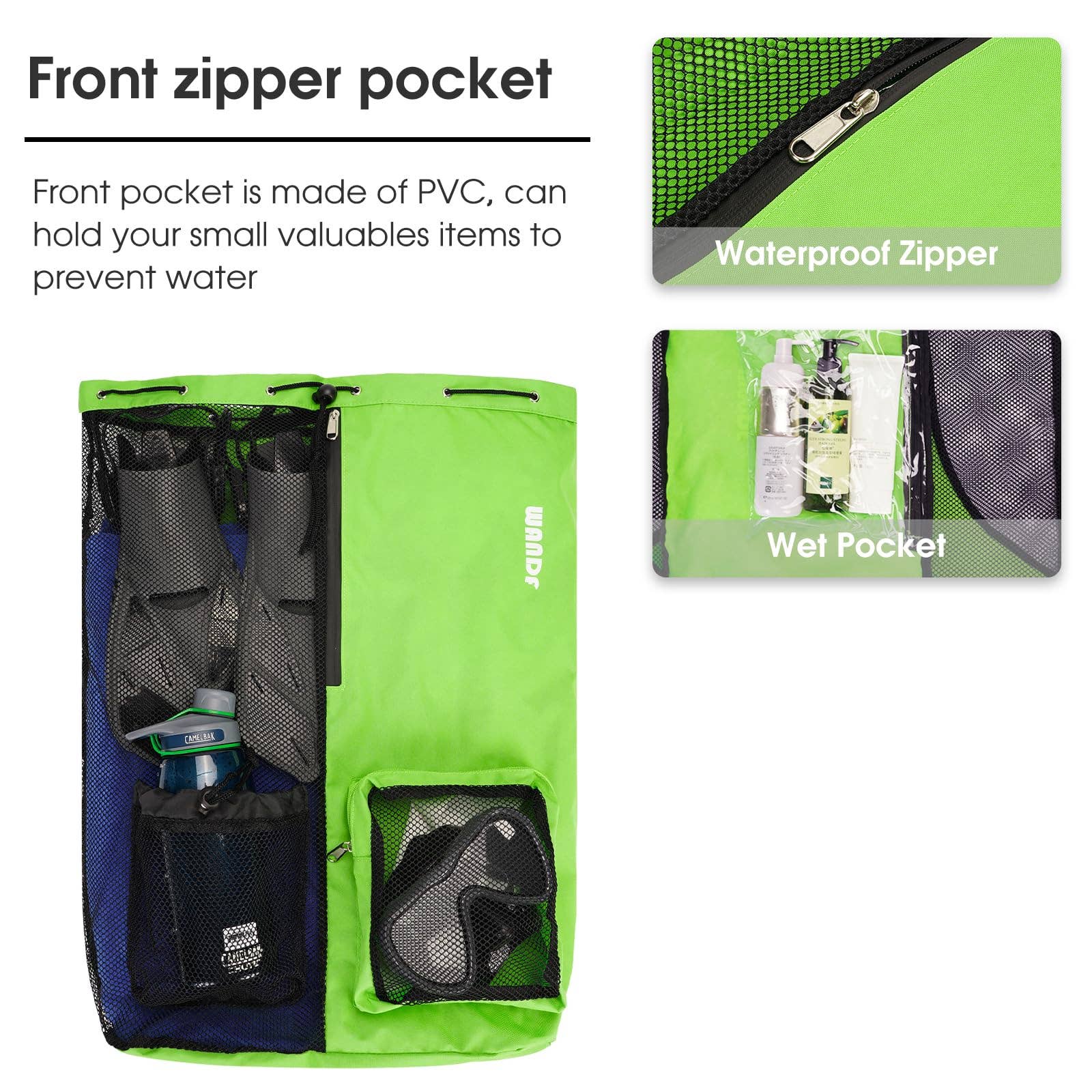 wandf - Wholesale Beach Bag - WANDF Mesh Drawstring Backpack with Wet Pocket Beach Bag40