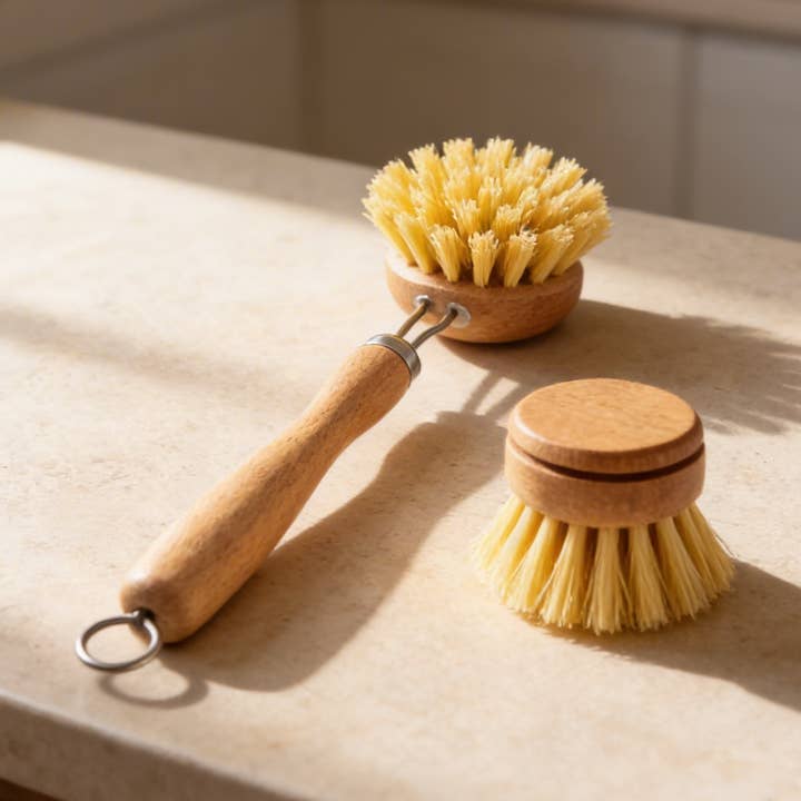 Houten afwasborstel + 1 reservekop voor wholesale door Egeflora
