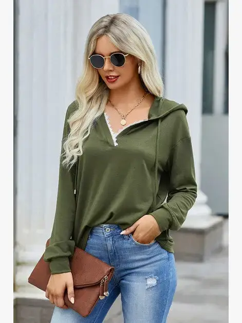 Supreme Fashion - Vendita all'ingrosso Felpa con cappuccio - Donna - Felpa con cappuccio ampia a maniche lunghe con cerniera.30