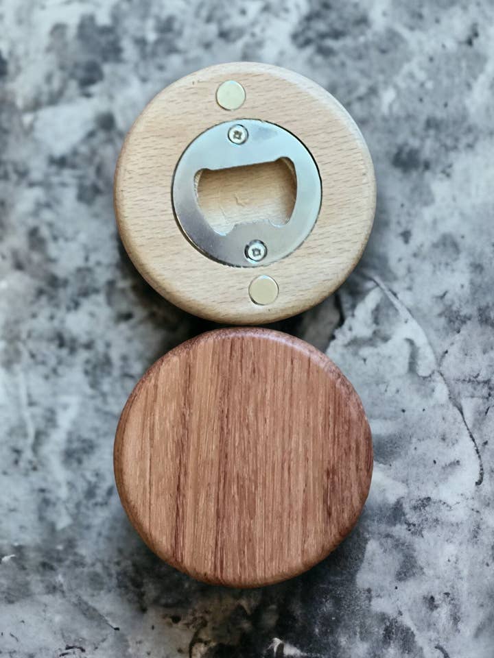 Personalized Engraved Round Magnetic Bottle Opener - Custom for wholesale by Jameson Dezigns