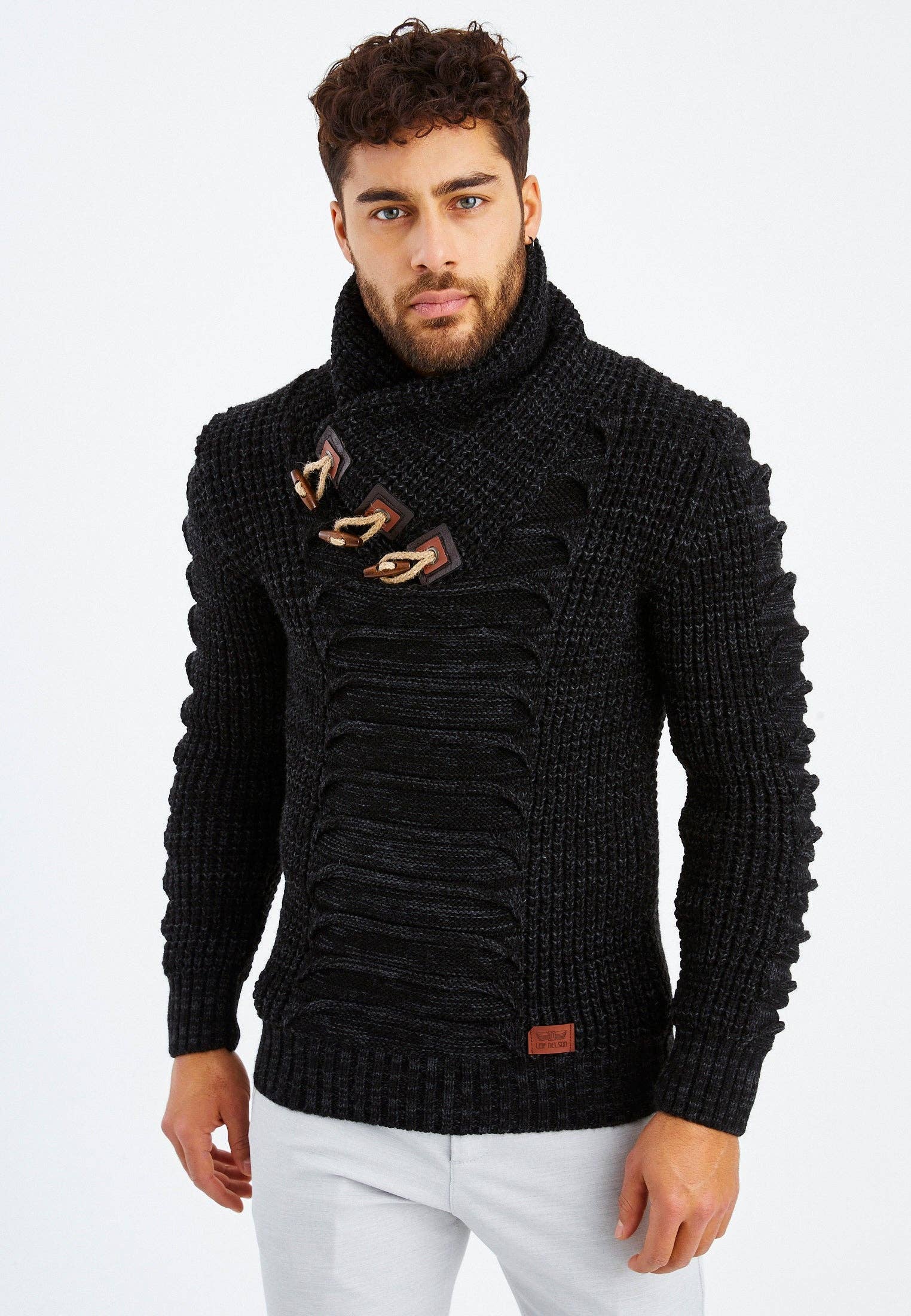Leif Nelson GmbH - Wholesale Knit Sweater - Men's - Men's Knit Sweater Chunky Knit Shawl Collar LN-557547