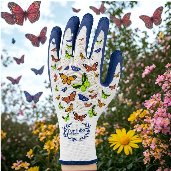 FunJobs Garden Gloves - Wholesale Garden Gloves - FunJobs Butterfly Garden Gloves- Medium1