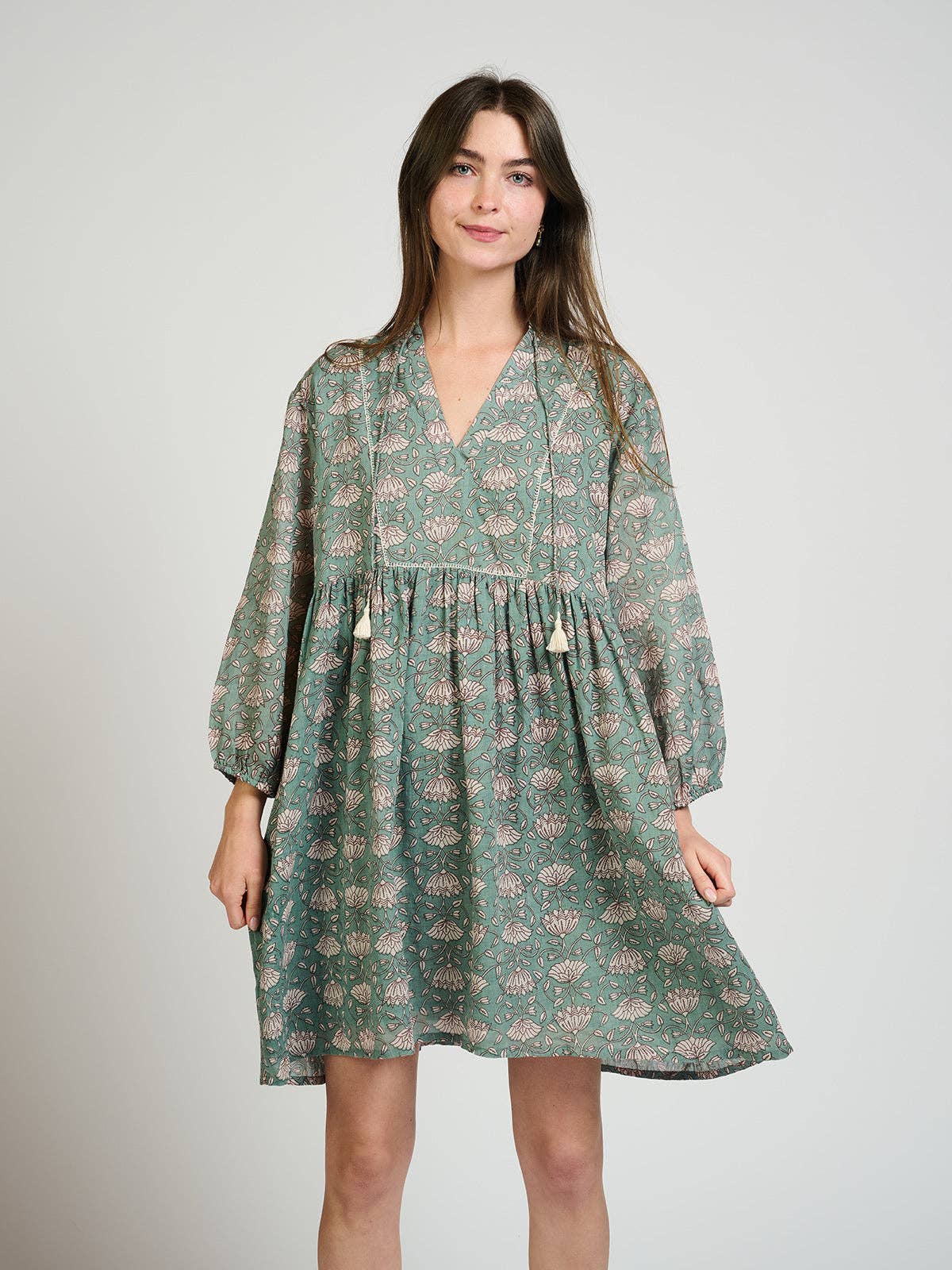 Sohla Mini Dress Aegean Teal Floral for wholesale on Faire0