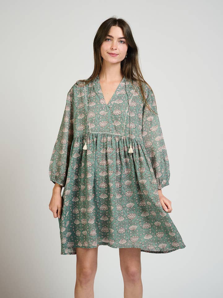 Sohla Mini Dress Aegean Teal Floral for wholesale on Faire