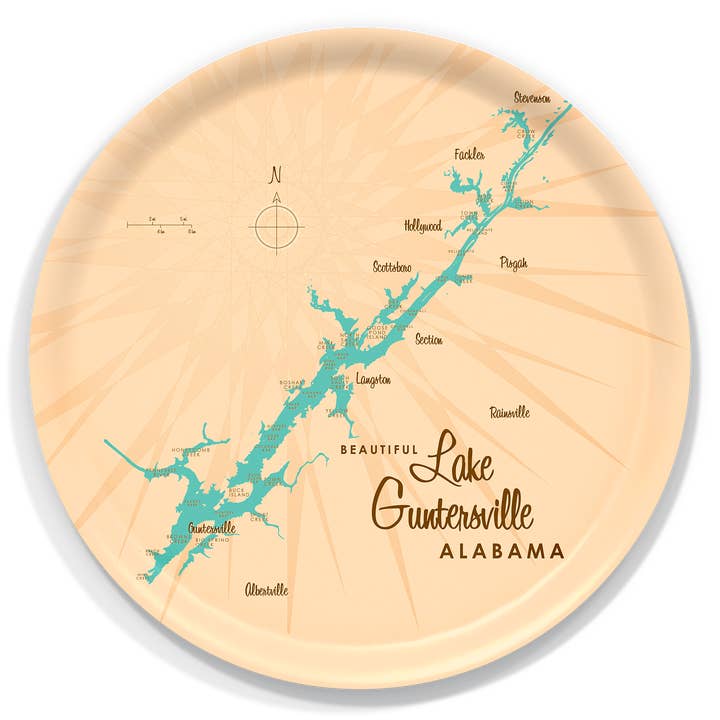 Lake Guntersville Alabama AL Serving Trays and Coasters for wholesale by Trays4Us