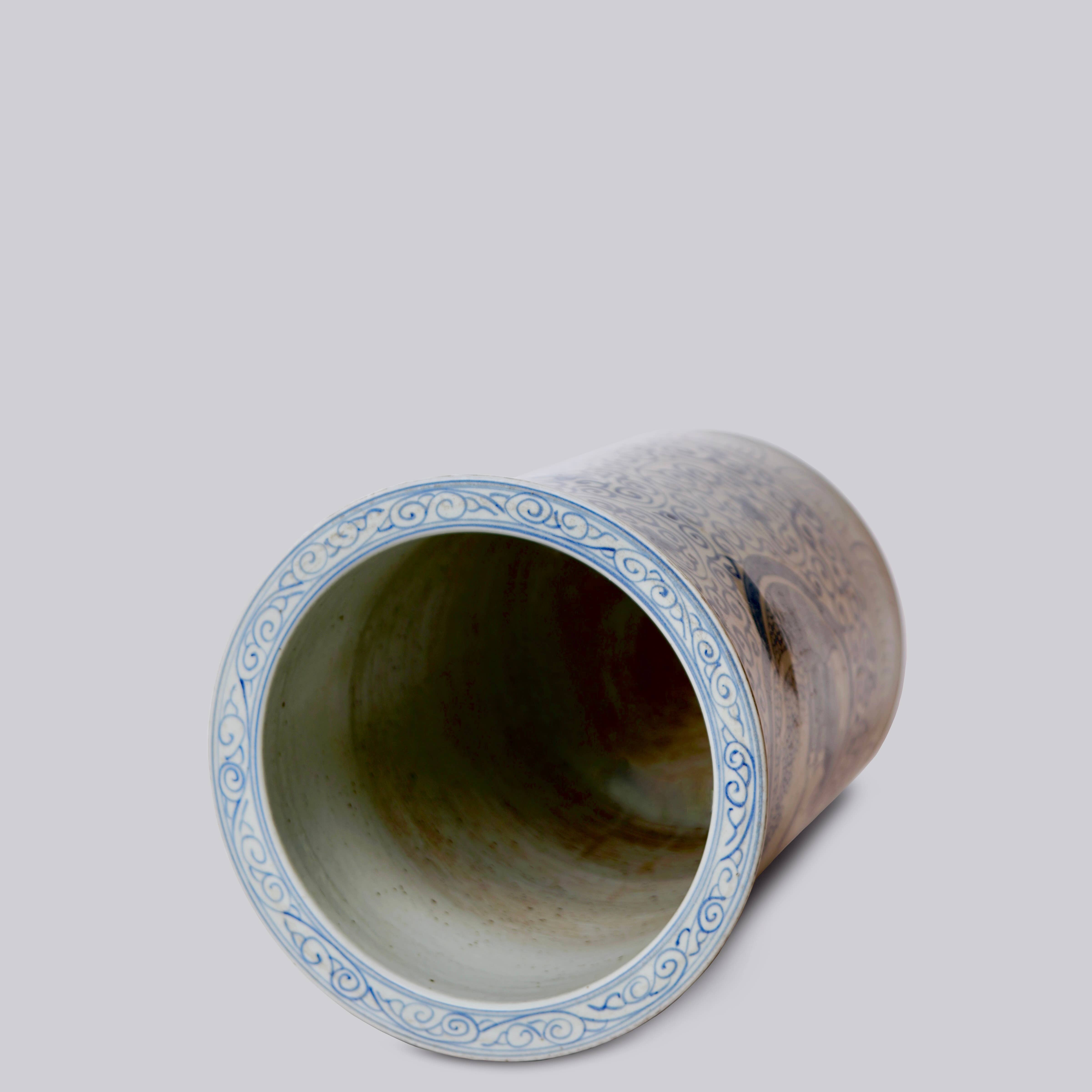 Cobalt Guild - Wholesale Umbrella Stand - Blue and White Rustic Landscape Porcelain Umbrella Stand3