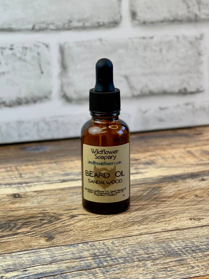 Sandalwood Beard Oil for wholesale by Wildflower Soapary
