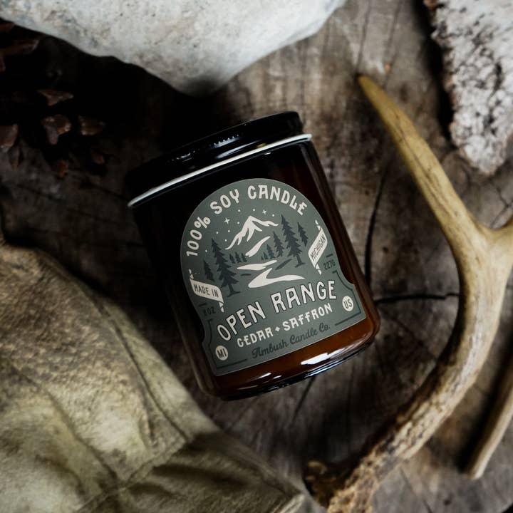Ambush Candle Co. - Wholesale Jar/Filled Candle - Open Range | Cedar + Saffron 8oz Soy Candle3
