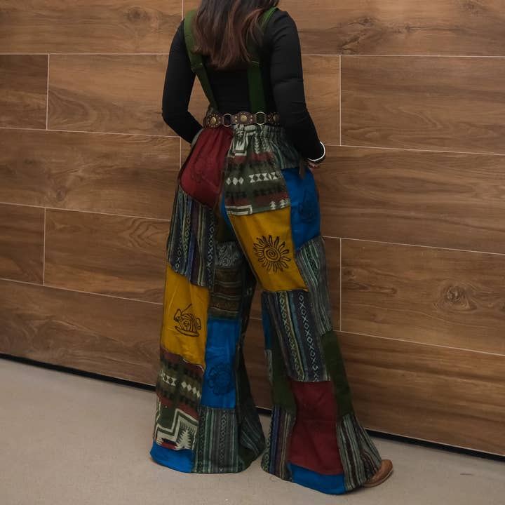 Karma Nepal Crafts - Wholesale Jumpsuit - Women's - Patchwork Wool Blend Wide Leg Jumpsuit3
