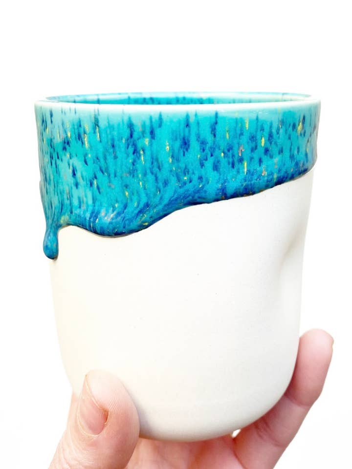 White Dimpled Tumbler - Speckled Jade for wholesale by Korai Goods