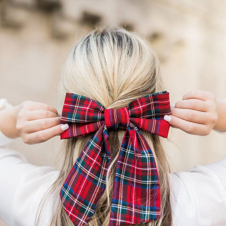 Grace & Grandeur - Wholesale Hair Bow - Women's - HOLIDAY '24: Grace & Grandeur Tartan Lucy Bow Barrette
