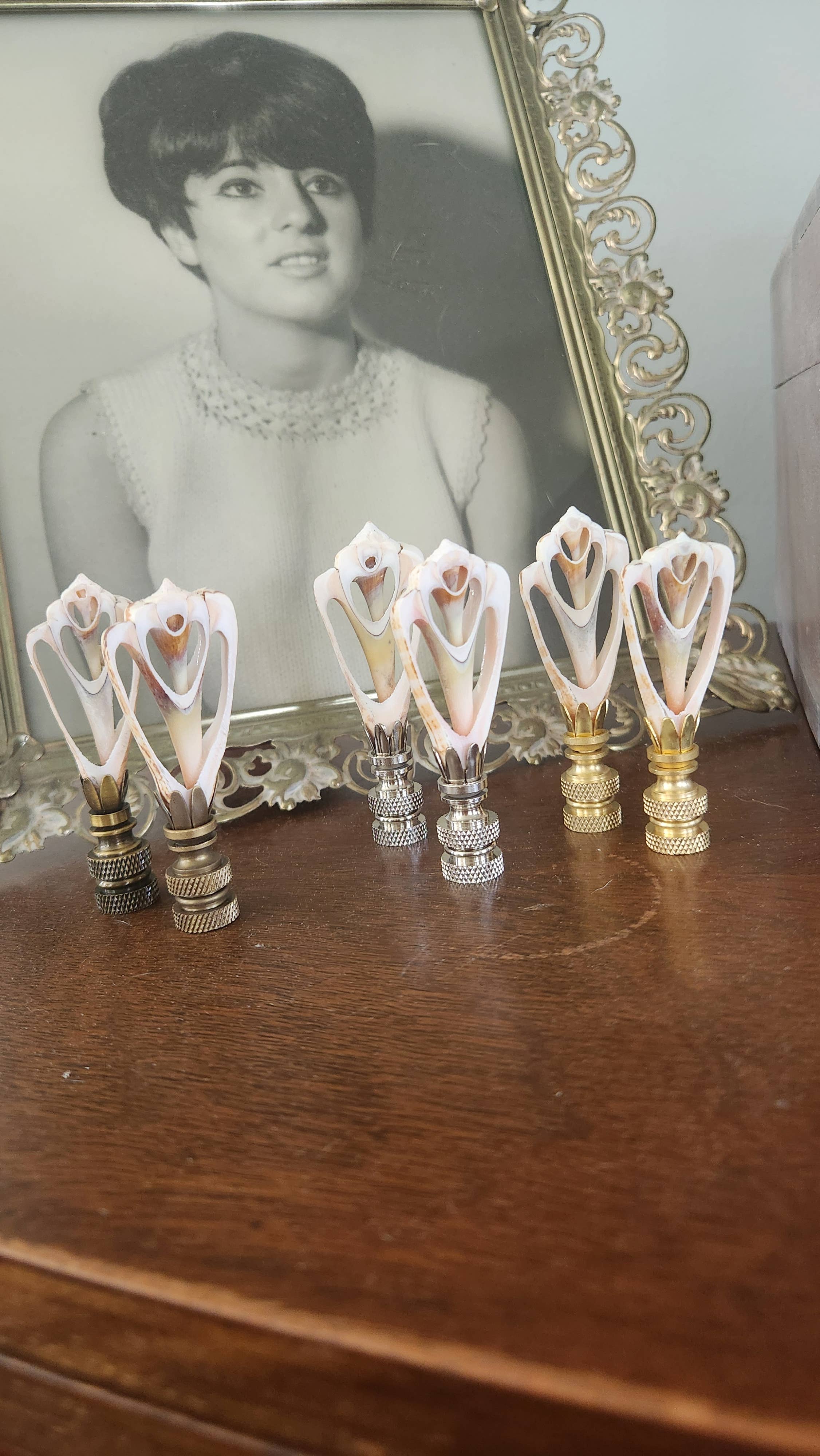 White Tulip Boutique - Wholesale Decorative Tabletop Object - Petite, Sliced Seashell Lamp Finial, Pair5