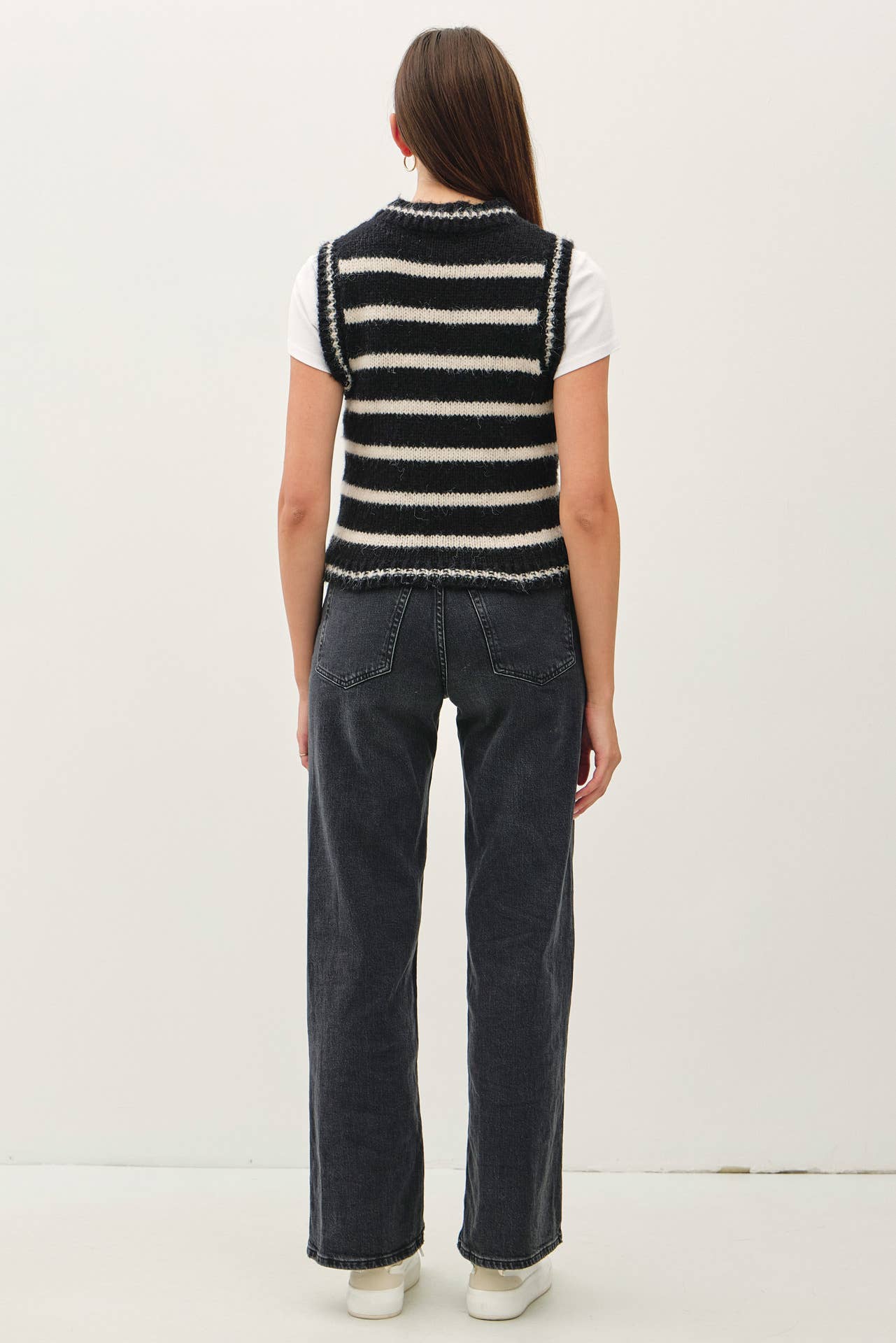 Be Cool - Vente Pull sans manches – femme - GILET EN LAINE MÉLANGÉE À RAYURES3