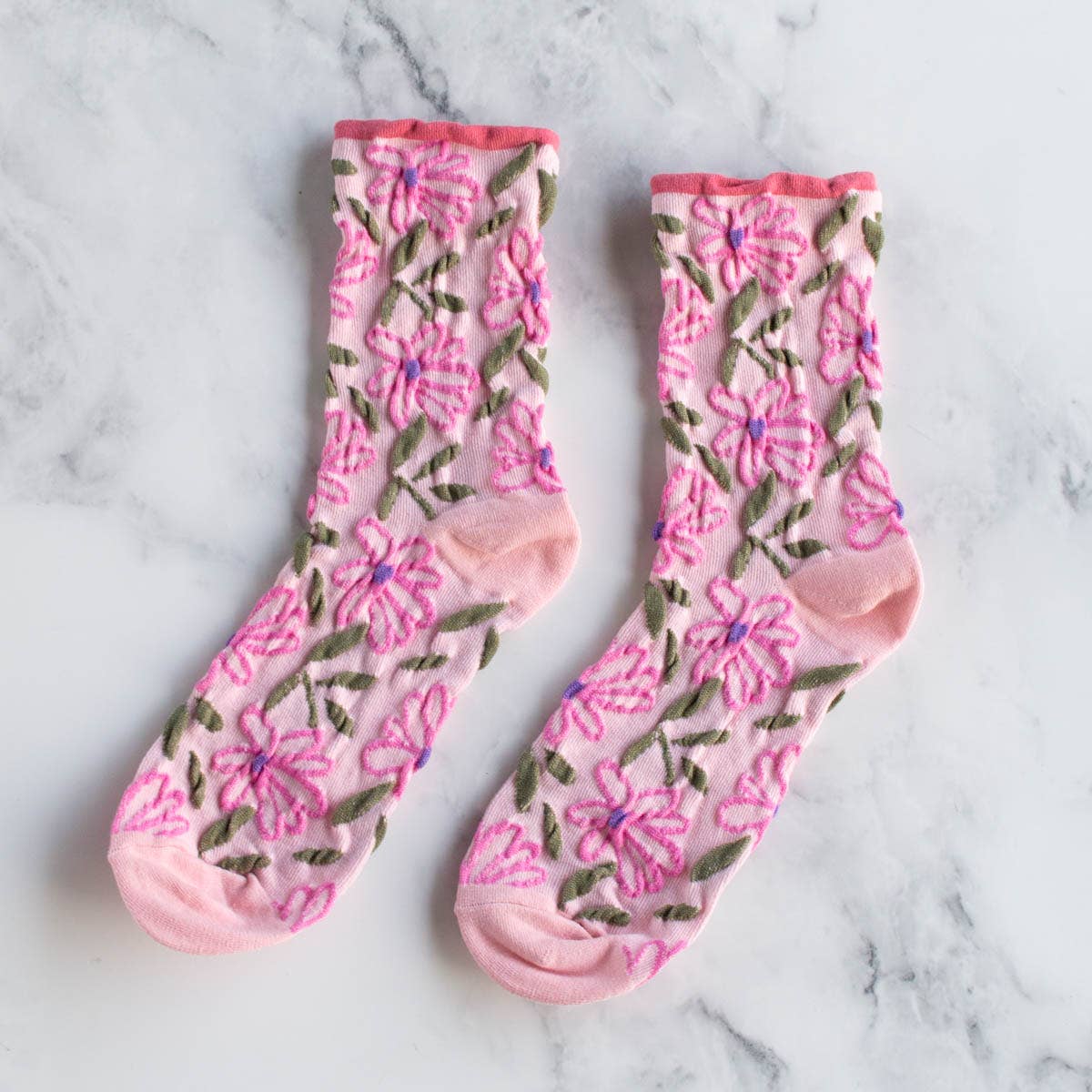 Tiepology - Vente Chaussettes – femme - Chaussettes florales vintage uniques6