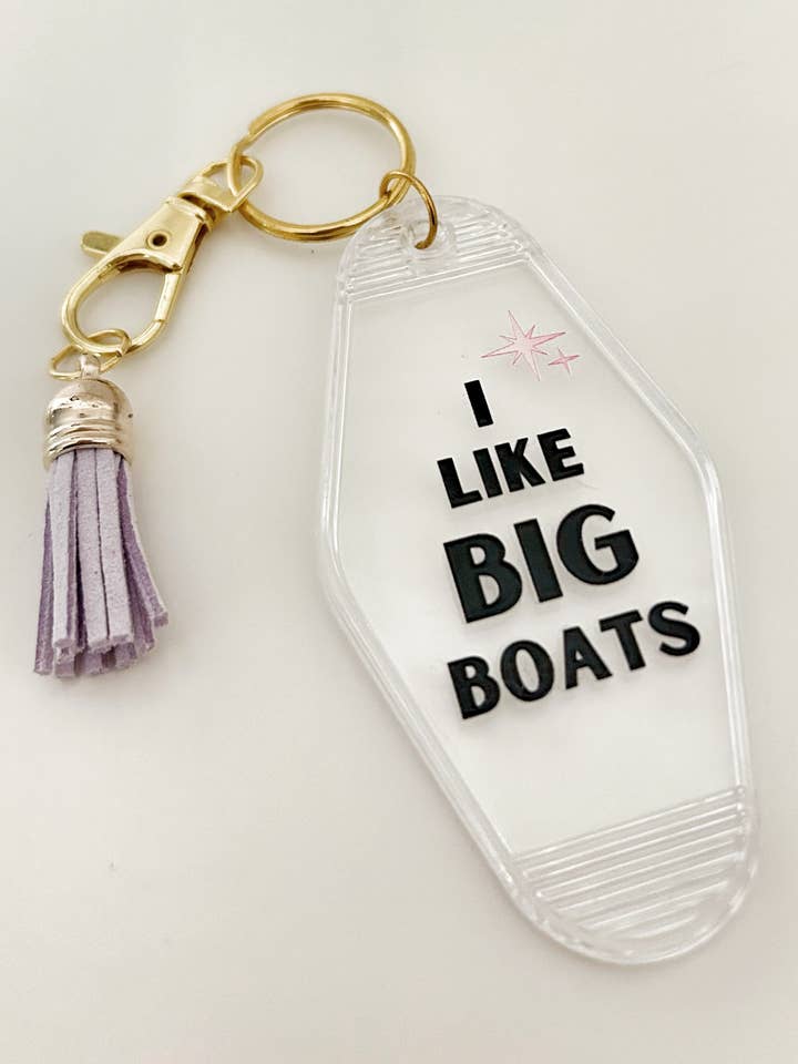 "I Like Big Boats" Motel Keychain for wholesale by Locals Only- By the Dock