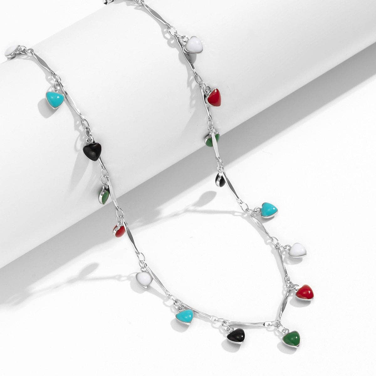 Perimade & Co. LLC - Wholesale Face/Body Chain - Boho Enamel Heart Charm Waist Belly Chain in Solid Copper2