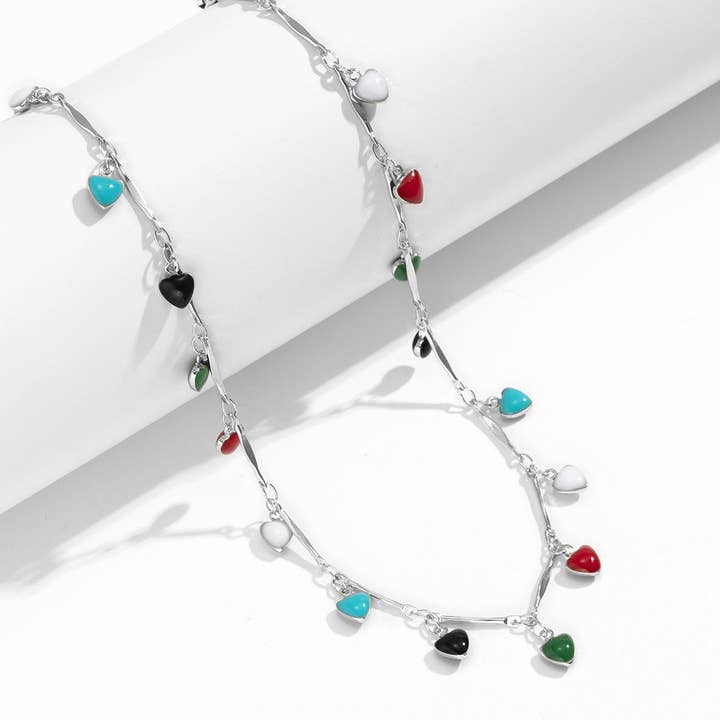 Perimade & Co. LLC - Wholesale Face/Body Chain - Boho Enamel Heart Charm Waist Belly Chain in Solid Copper2