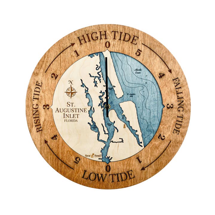 Sea & Soul Nautical Chart Art - Wholesale Wall Clock - Florida East Coast Nautical Chart Tide Clock-Many Locations