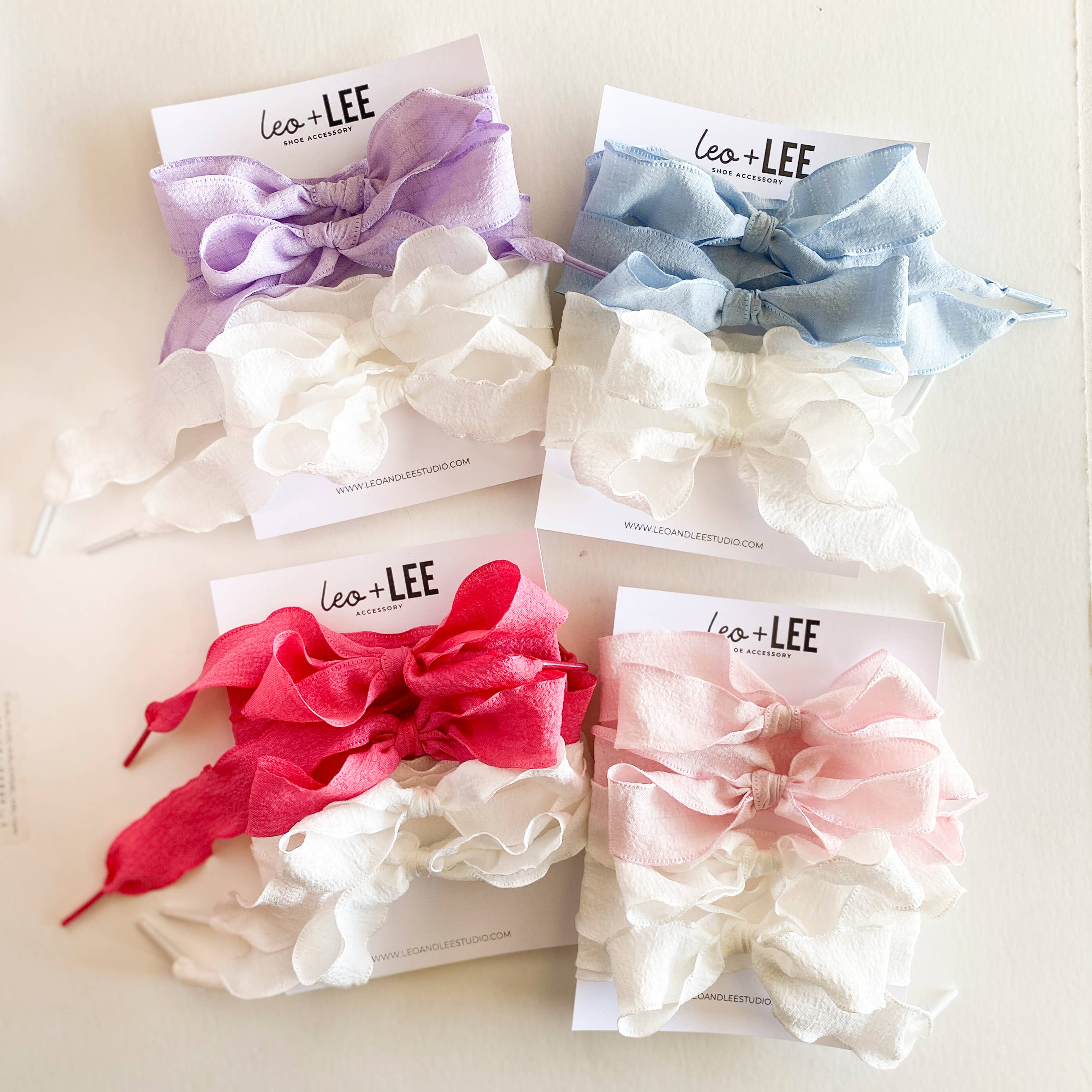 Leo & Lee Studio - Wholesale Shoelaces - Women's -  Gingham Shoe Lace Sets– Ribbon Bow Shoe Accessories9