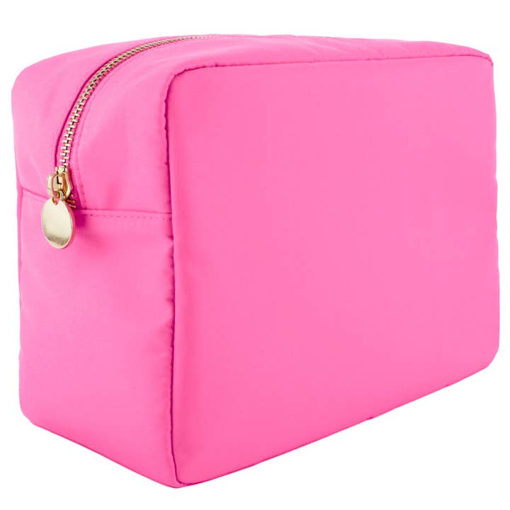 DANCOUR Large Makeup Bag - Nylon Cosmetic Pouch - Light Pink for wholesale by Dancour