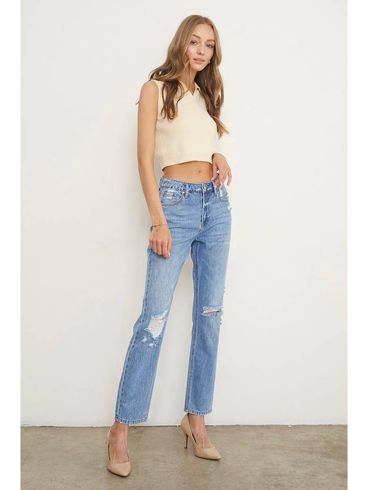 Insane Gene USA – wholesale Jeans – Women’s – Knee Distressed Girlfriend Jeans