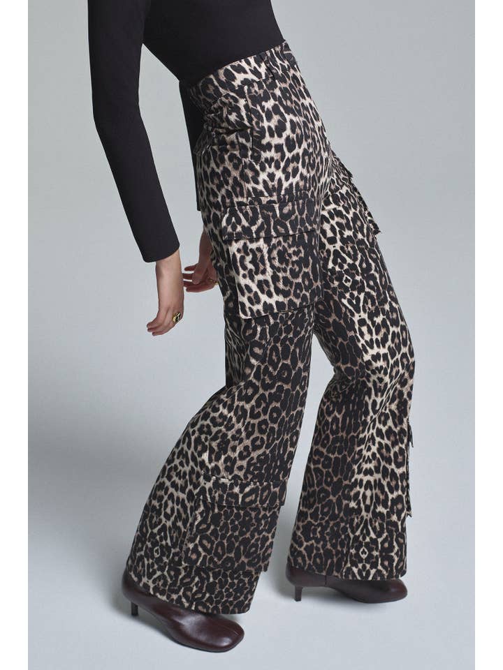 LEOPARD PATTERNED CARGO TROUSERS for wholesale on Faire