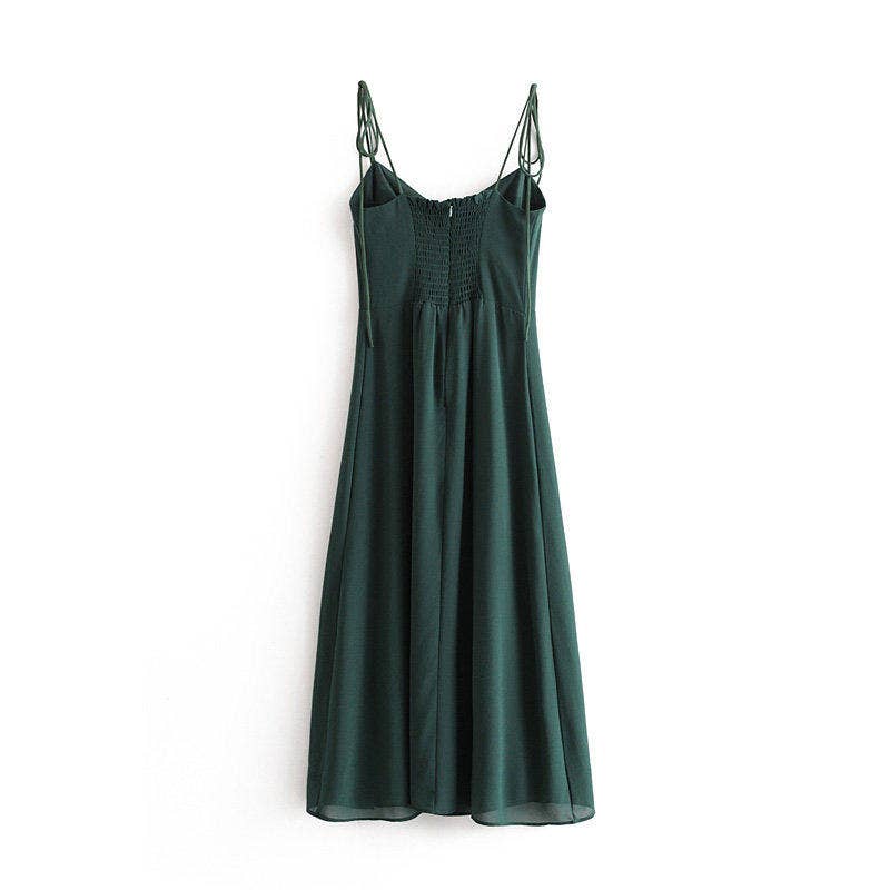 GREEN High Waist Sexy Hem Side Slit Lace-Up Slip Dress for wholesale on Faire2