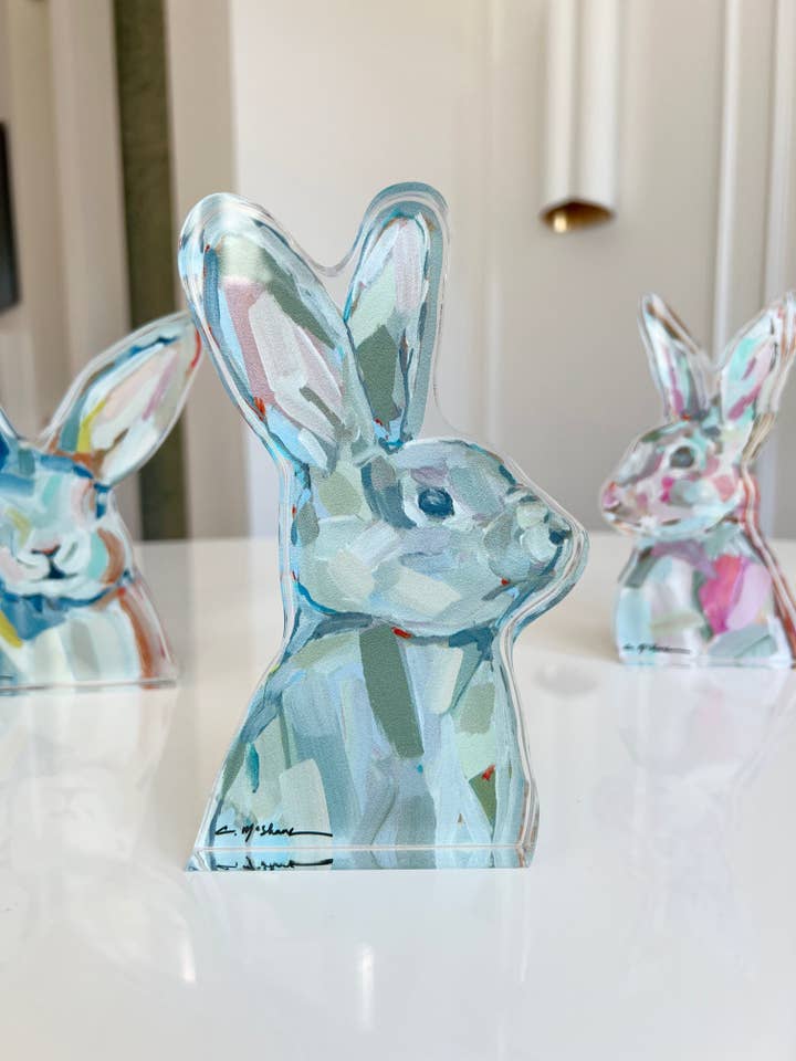 "Bunny Love" acrylic shelfie for wholesale by Chelsea McShane Art