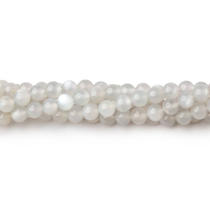4mm Pale Grey Moonstone Plain Rounds 16 inch 100 Beads for wholesale by Beads of Cambay