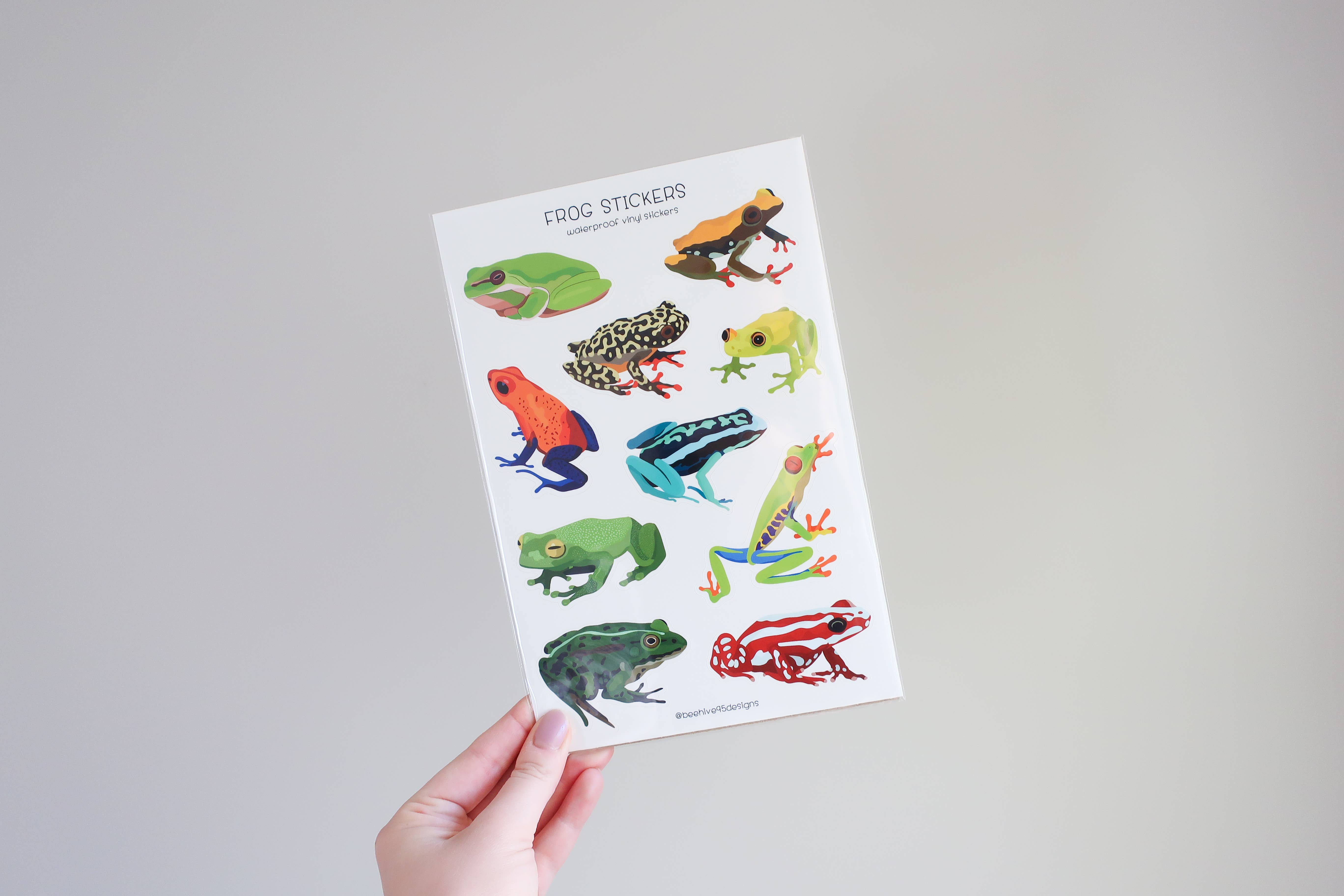 Beehive 95 Designs - Wholesale Sticker - Frogs Vinyl Sticker Sheet - Educational Nature Art