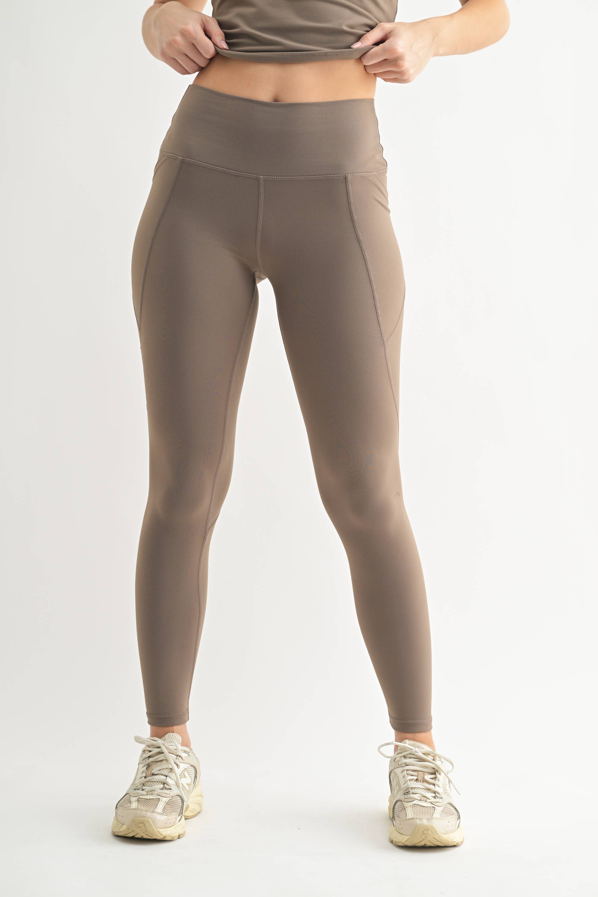 Mono B - Vente Legging de sport/d'intérieur – femme - Legging taille haute solide avec bande fuselée11