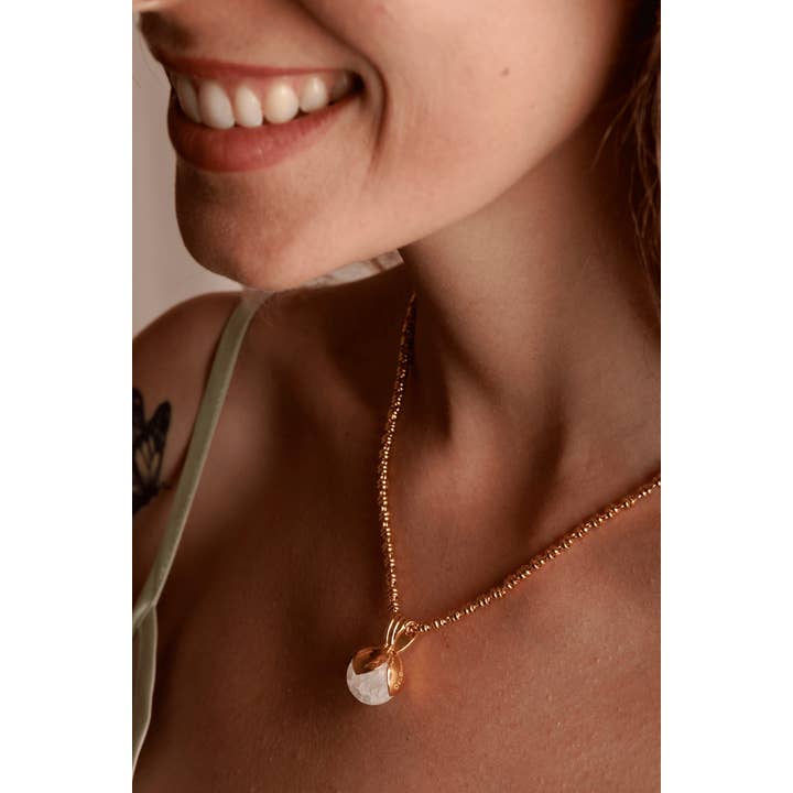 DelBrenna - Wholesale Pendant/Charm Necklace - Pendente Magnolia in Oro con Agata Bianca7